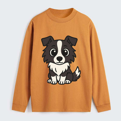 Border Collie - Intense stare sitting pose - Classic Long Sleeve Shirt - Orange