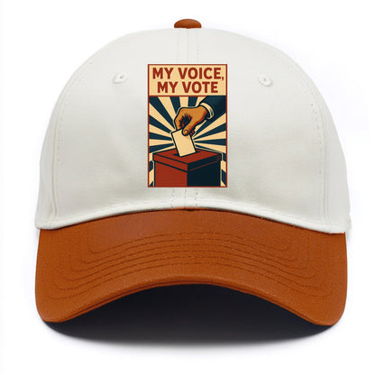 Hand dropping ballot into box with determination - "My Voice, My Vote" - individual - Two Tone Cap - Orange