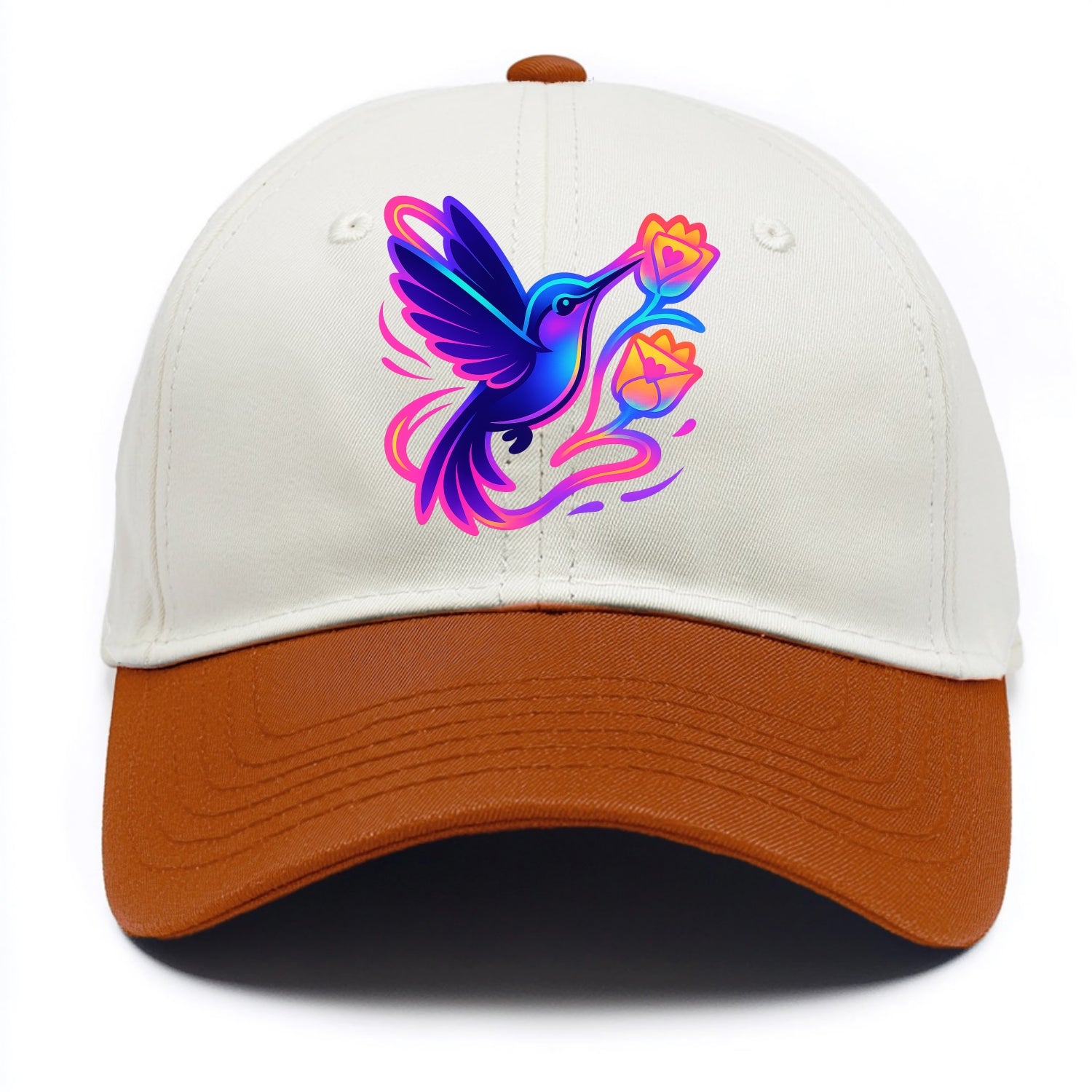 Hummingbird delivering miniature love letters tucked inside flower envelopes - Two Tone Cap - Orange