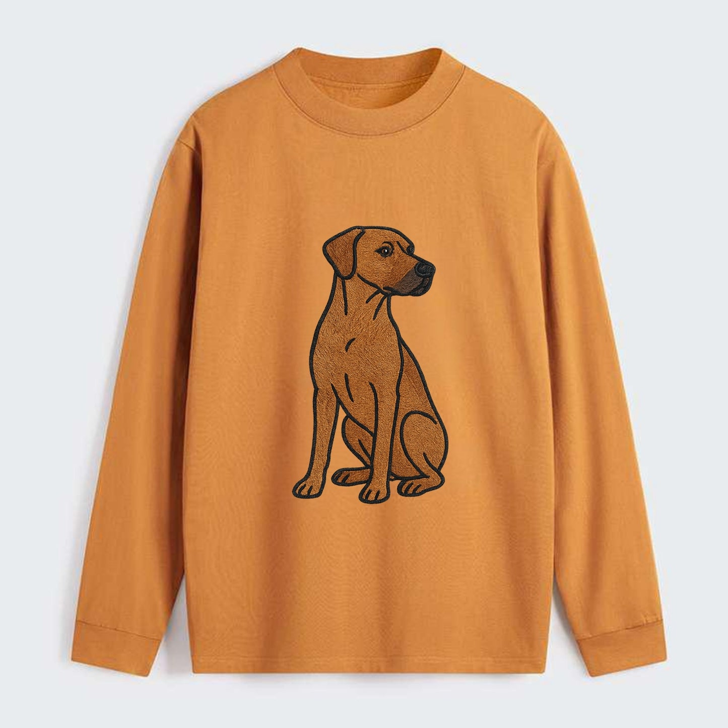 Rhodesian Ridgeback - Red wheaten embroidered pose - Classic Long Sleeve Shirt - Orange