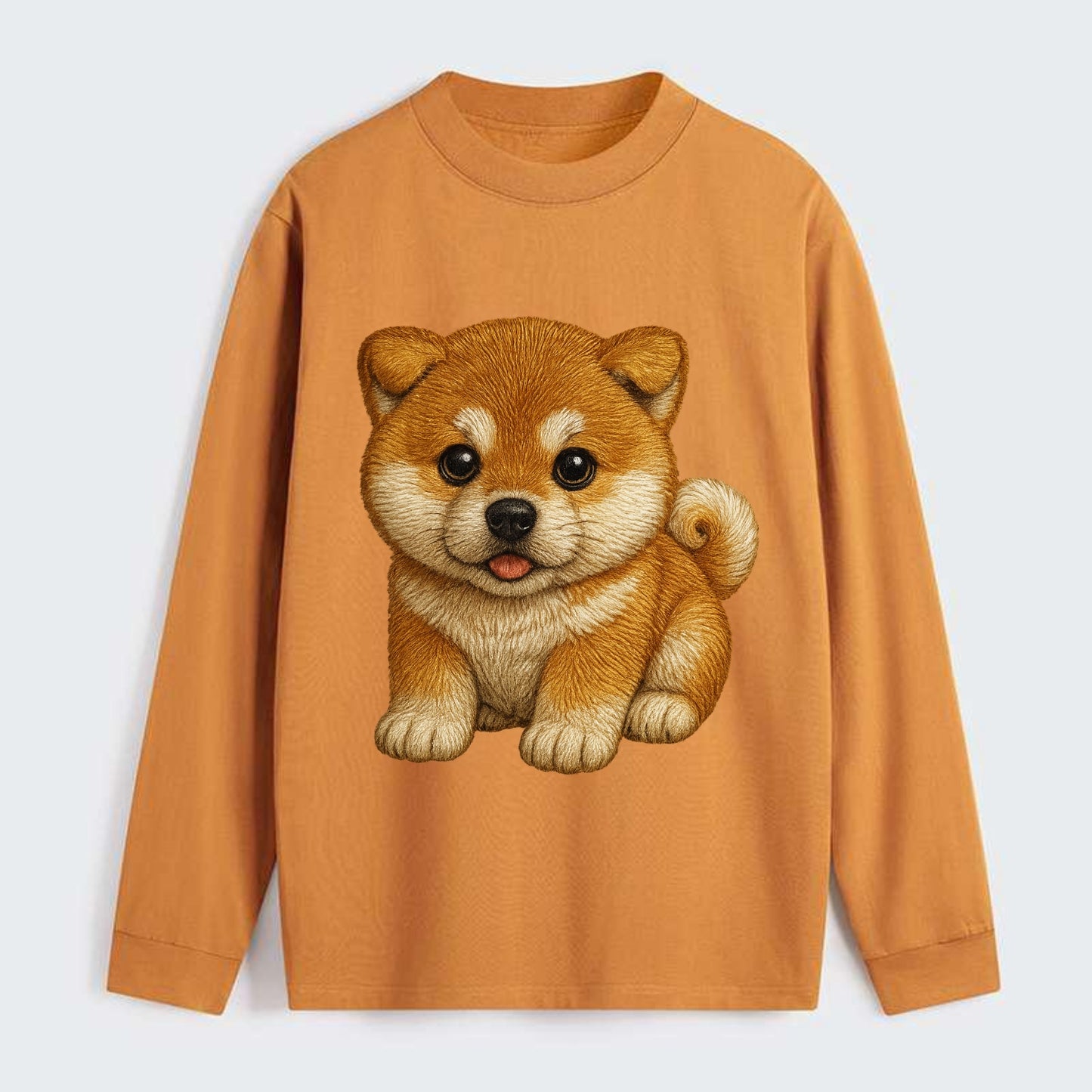 Baby Akita Puppy - fluffy bear-like, curled tail, dignified eyes, - Classic Long Sleeve Shirt - Orange