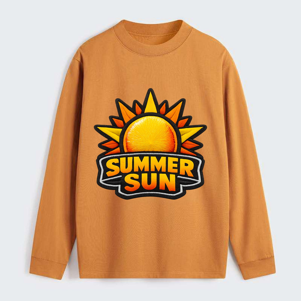 SUMMER SUN - bright sun with rays in yellow and orange , hot season - Classic Long Sleeve Shirt - Orange