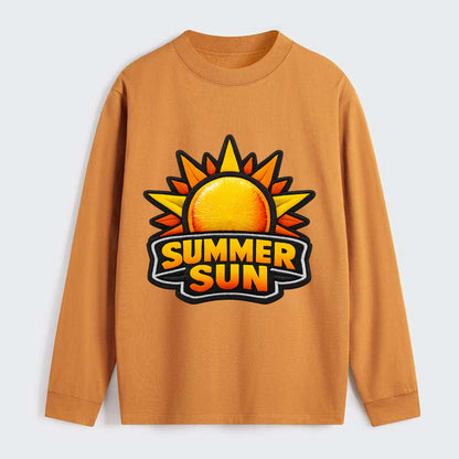 SUMMER SUN - bright sun with rays in yellow and orange , hot season - Classic Long Sleeve Shirt - Orange