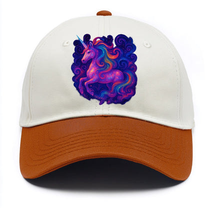 Magical unicorn with flowing rainbow gradient mane, iridescent horn with spiral - Two Tone Cap - Orange