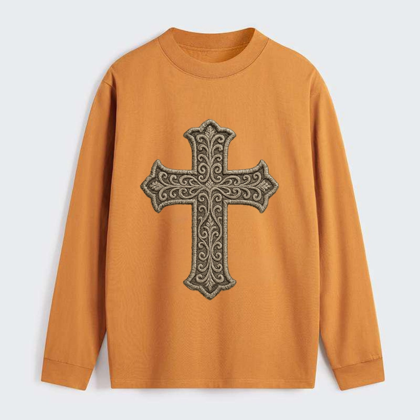Filigree Cross  - Classic Long Sleeve Shirt - Orange