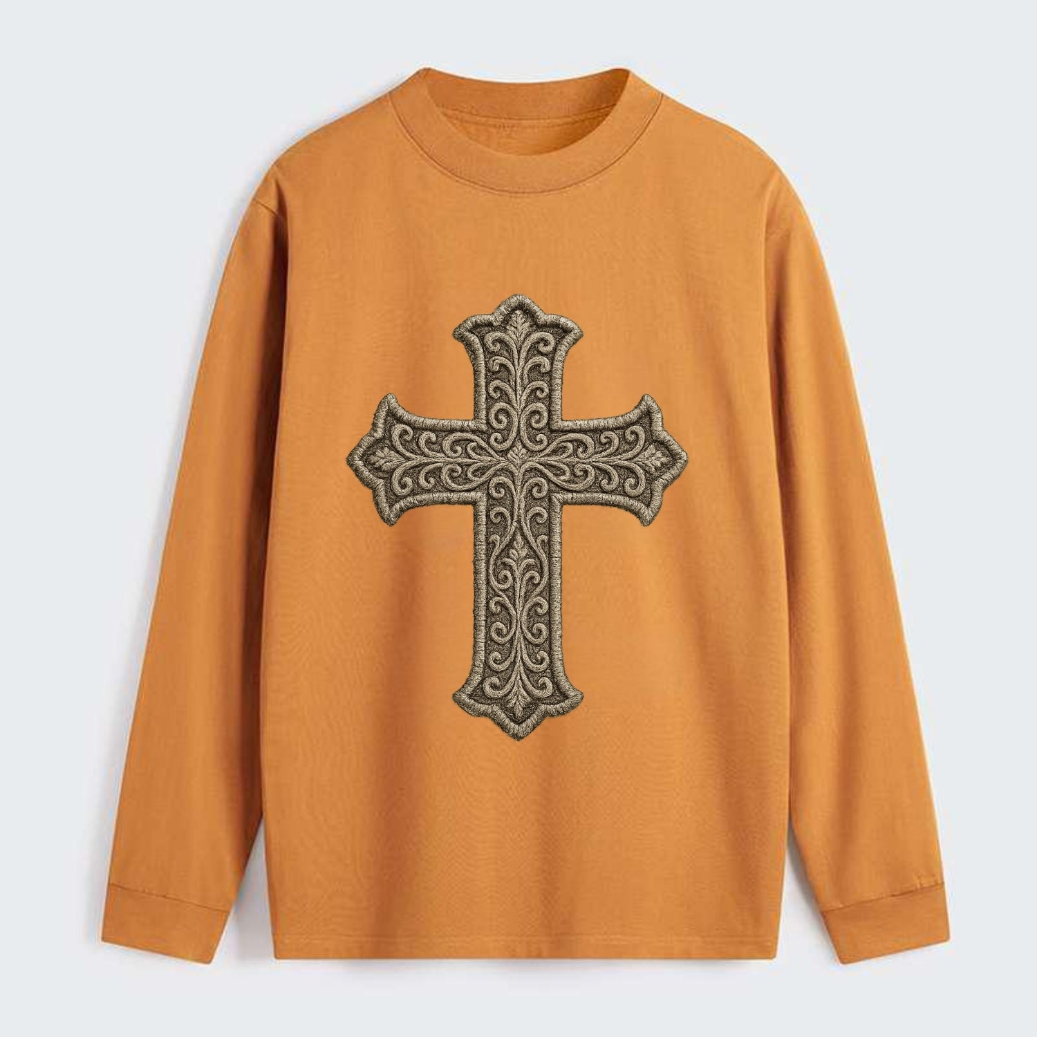 Filigree Cross  - Classic Long Sleeve Shirt - Orange