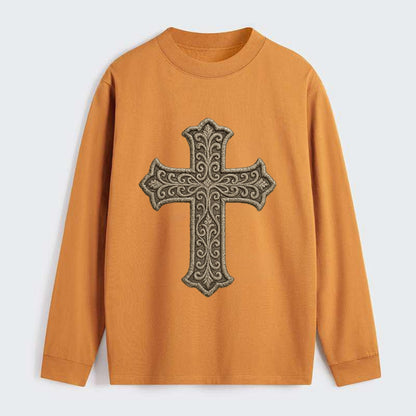 Filigree Cross  - Classic Long Sleeve Shirt - Orange