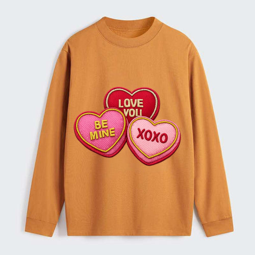 VALENTINES HEARTS - candy hearts in pink and red , love day - Classic Long Sleeve Shirt
