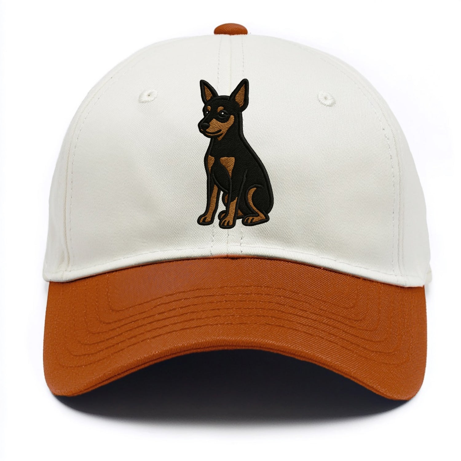 Miniature Pinscher - Black and tan sitti Two Tone Cap - Orange