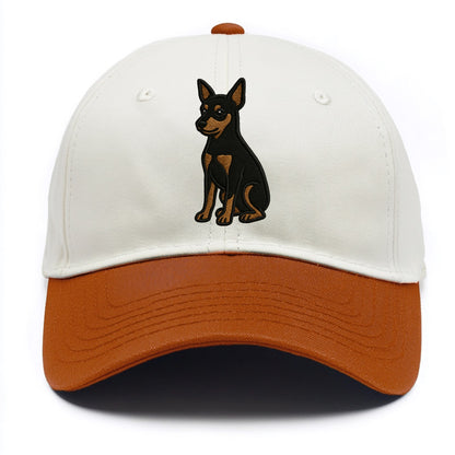 Miniature Pinscher - Black and tan sitti Two Tone Cap - Orange