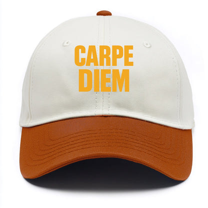 Bold typography design - "CARPE DIEM" - seize the day - Two Tone Cap - Orange