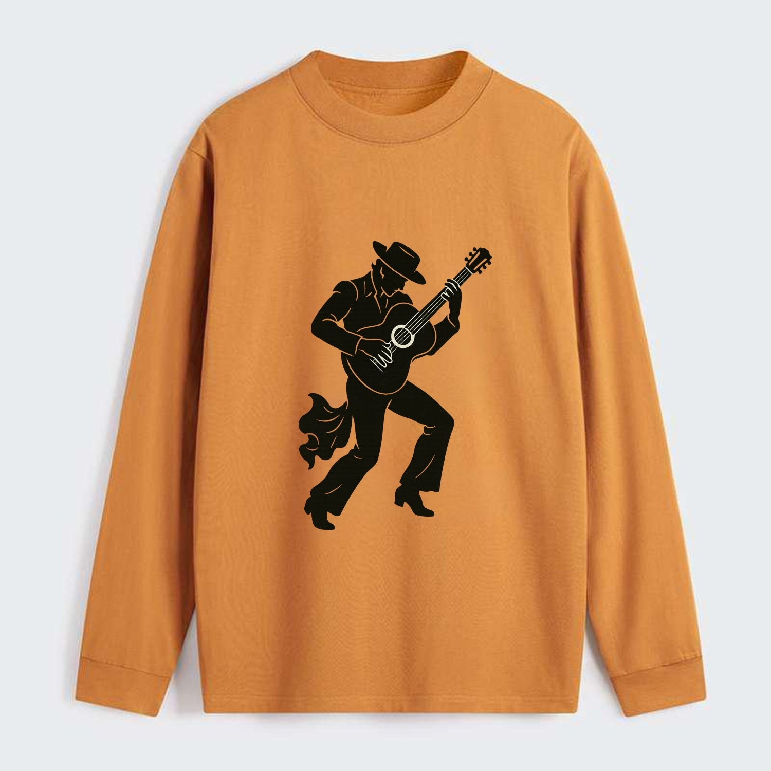 Flamenco guitarist dramatic pose - Classic Long Sleeve Shirt - Orange