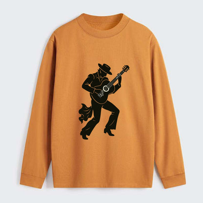 Flamenco guitarist dramatic pose - Classic Long Sleeve Shirt - Orange