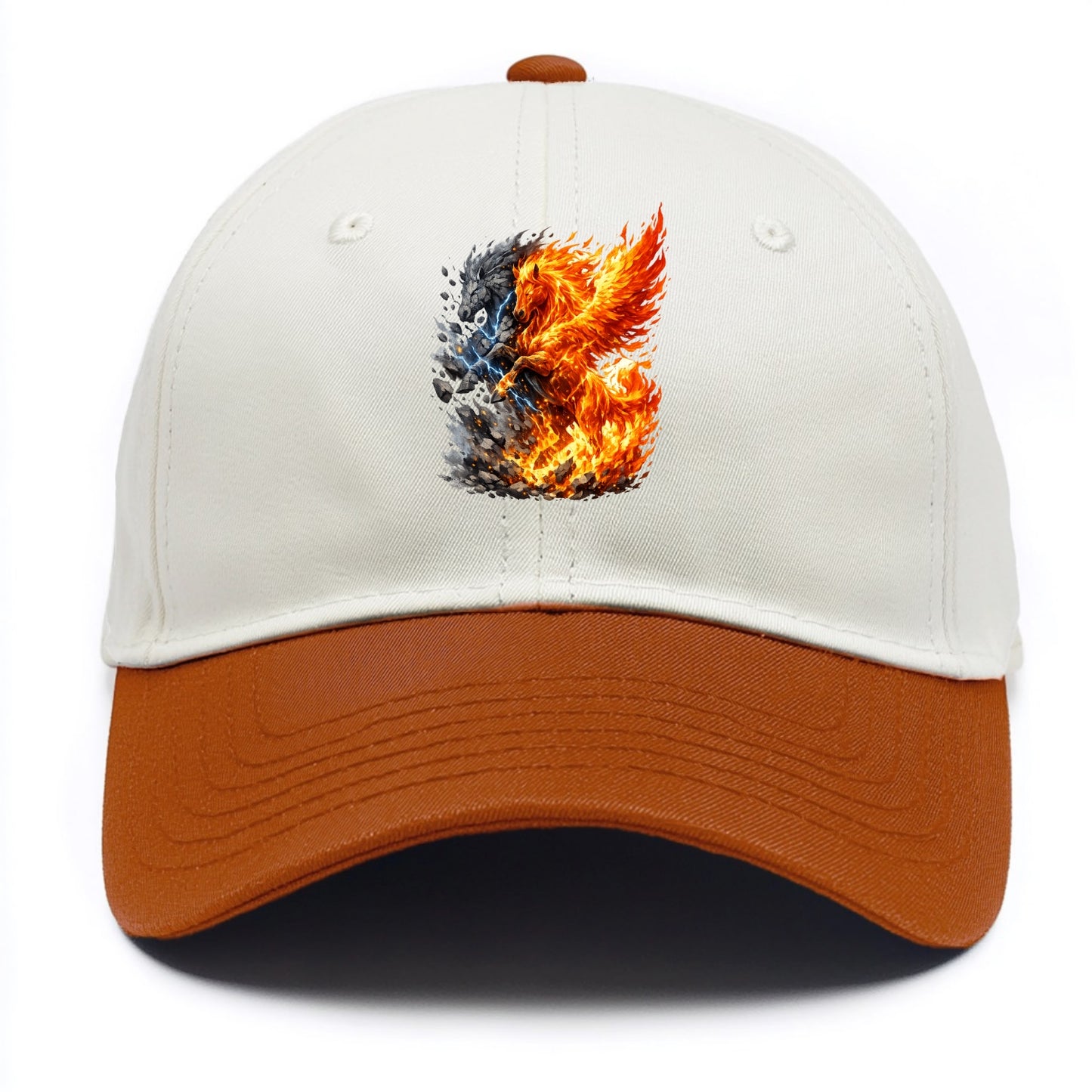 THUNDER FIRE | Horse combining lightning and flame | Electric fire | Storm energy | - Two Tone Cap - Orange