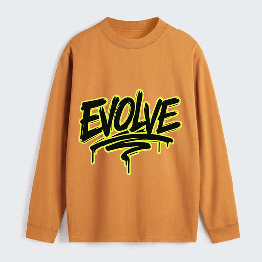 Bold typography design - "EVOLVE" - changing, becoming better - Classic Long Sleeve Shirt - Orange