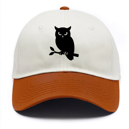 Owl perched on branch at night - Two Tone Cap - Orange
