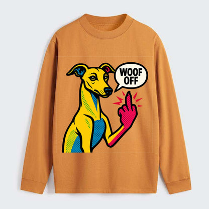 Whippet sleek athletic greyhound-like, elegant long paw giving sass - Classic Long Sleeve Shirt - Orange