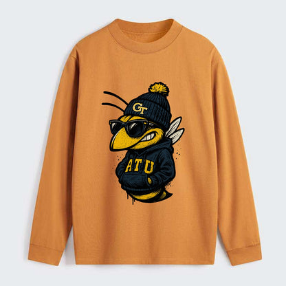 Atlanta Yellow Jacket wearing Georgia Tech beanie with GT patch - Classic Long Sleeve Shirt - Orange