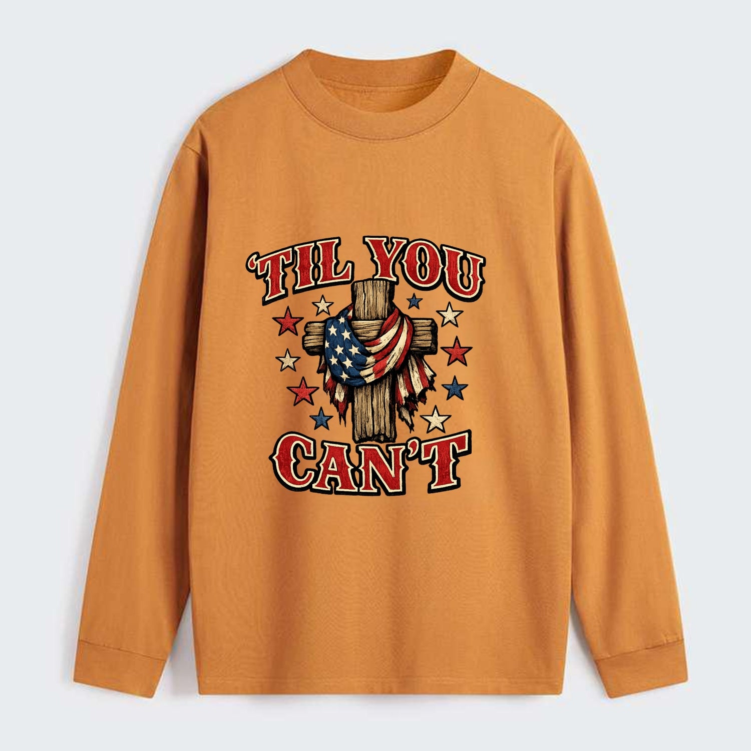 Til You Cant - Flag Cross - Classic Long Sleeve Shirt - Orange