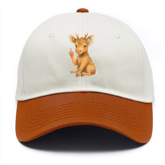 baby moose with adorable tiny antlers, one hoof raised in attitude - Two Tone Cap - Orange