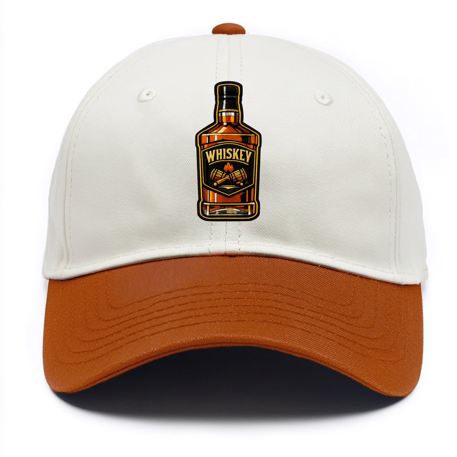 WHISKEY BOTTLE - bourbon bottle in amber and gold , spirits connoisseur - Two Tone Cap - Orange