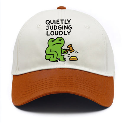 QUIETLY JUDGING LOUDLY | Silent gavel banging - Two Tone Cap - Orange