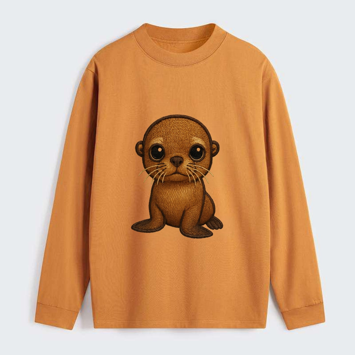Baby California Sea Lion - golden brown, large expressive eyes, - Classic Long Sleeve Shirt - Orange