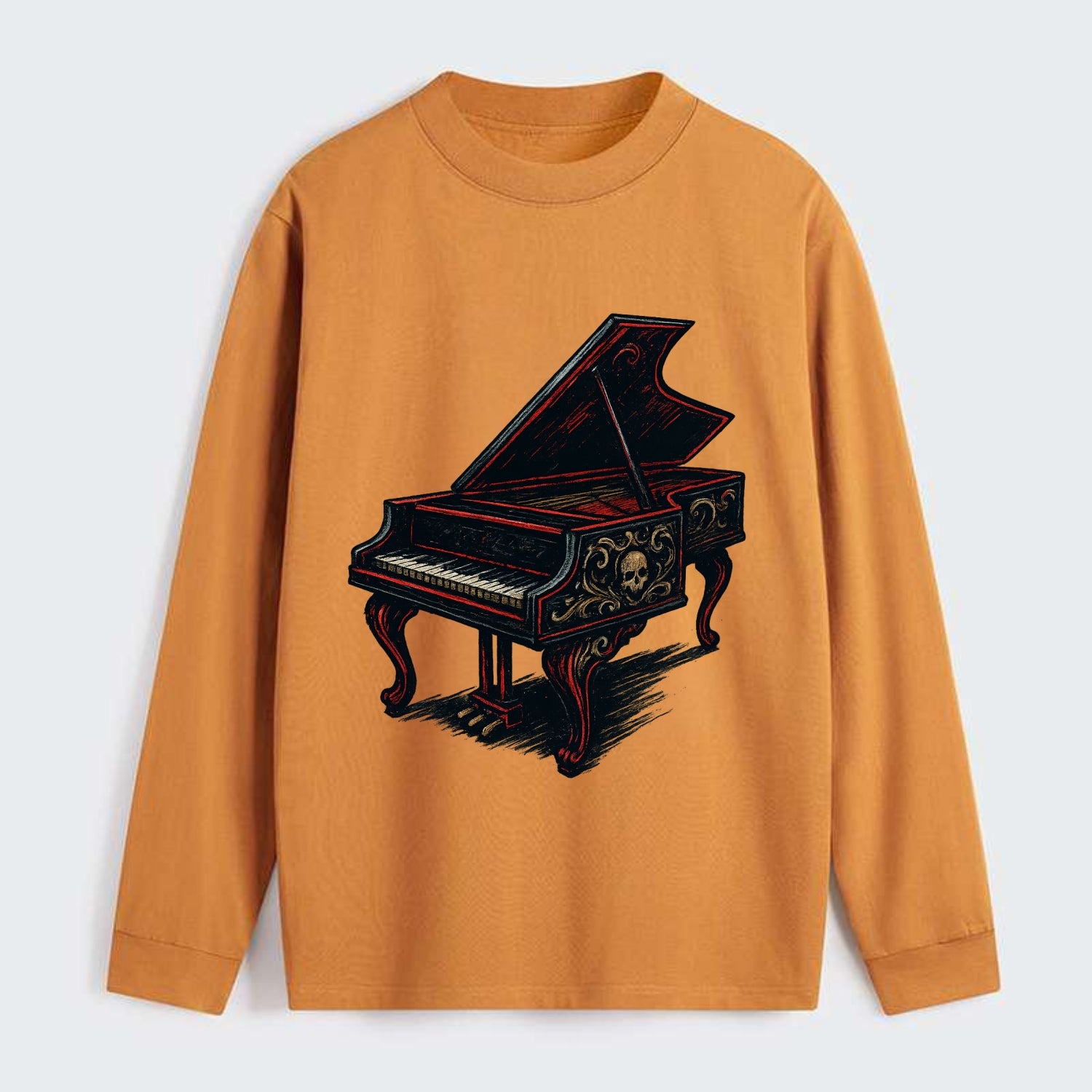 Harpsichord with baroque decorative styling - Classic Long Sleeve Shirt - Orange