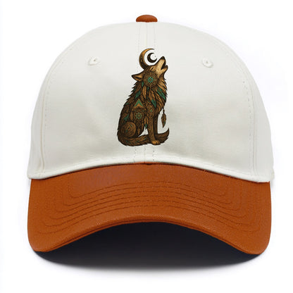 Celestial Moon Wolf  - Two Tone Cap - Orange