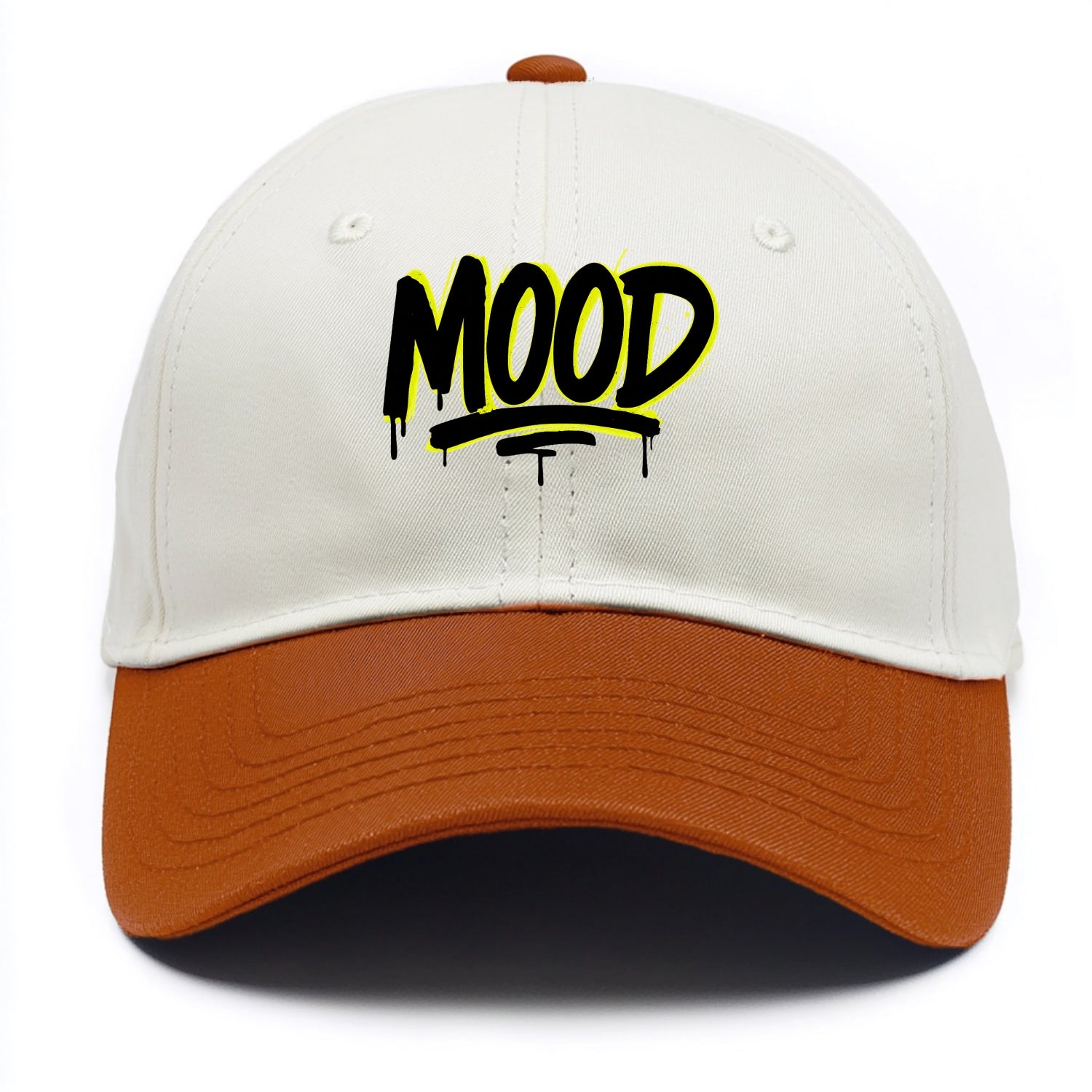 Bold typography design - "MOOD" - current state, feeling it - Two Tone Cap - Orange