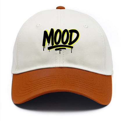 Bold typography design - "MOOD" - current state, feeling it - Two Tone Cap - Orange