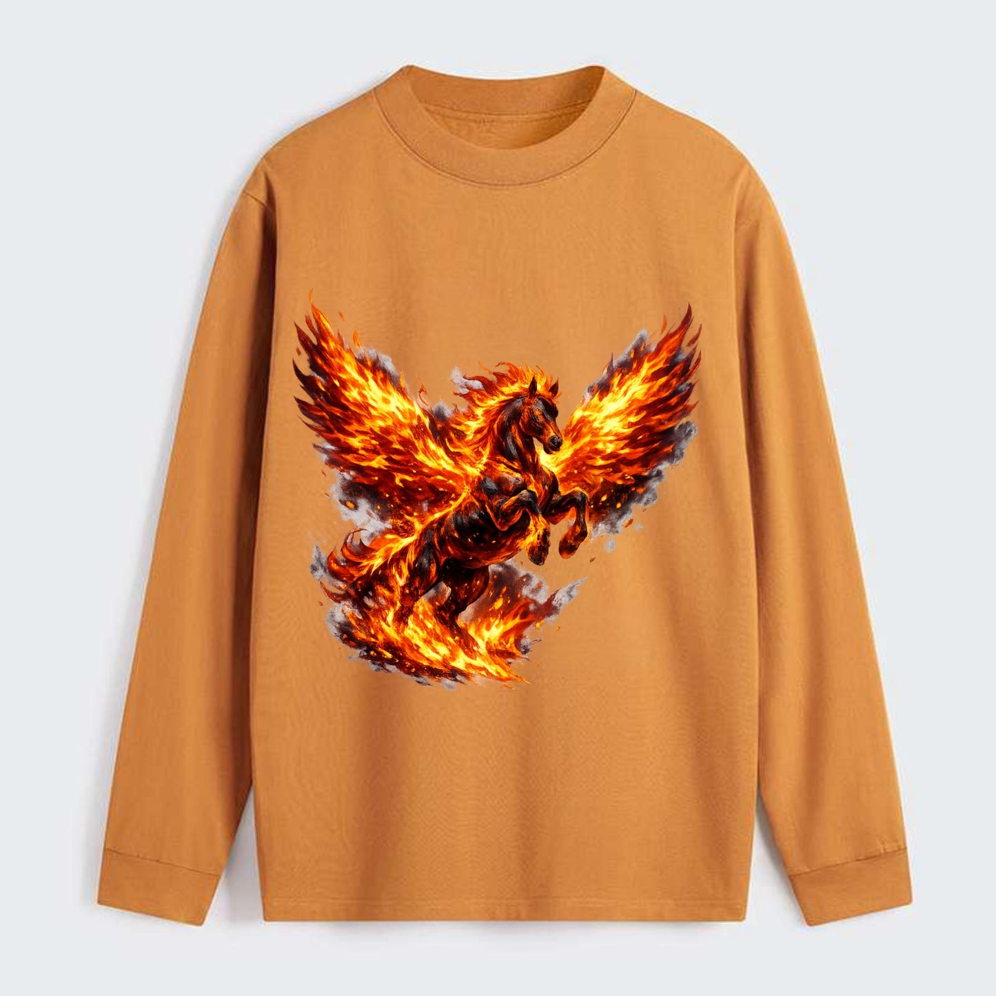 PHOENIX FIRE HORSE | Horse emerging from flames like phoenix | Rebirth - Classic Long Sleeve Shirt - Orange