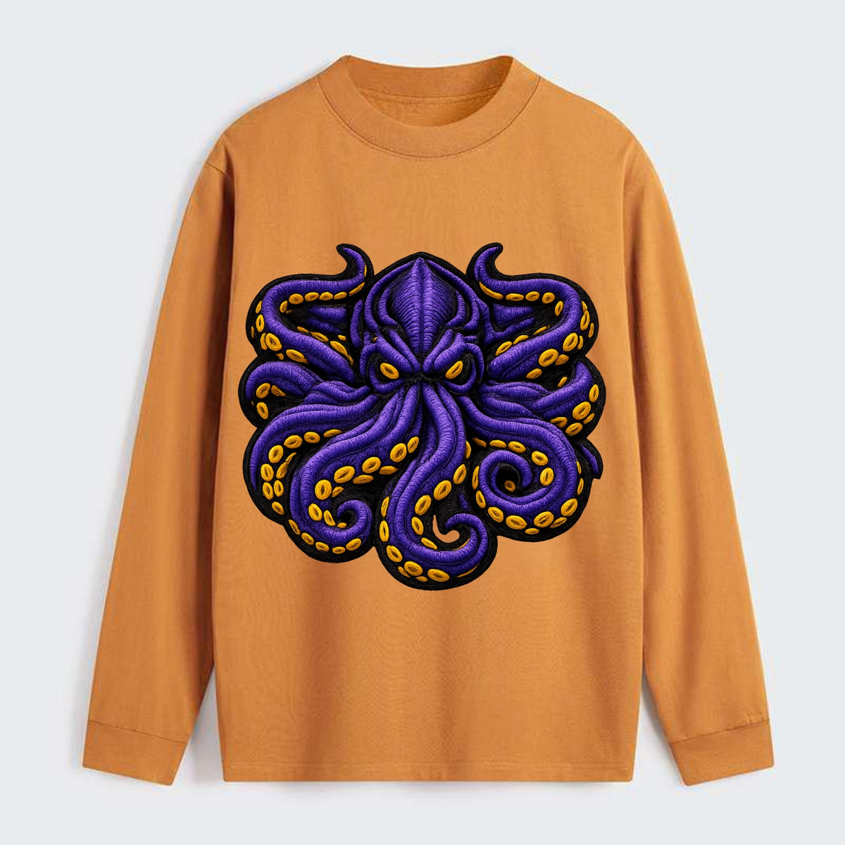 KRAKEN TENTACLES - sea monster in purple and black , deep sea - Classic Long Sleeve Shirt - Orange
