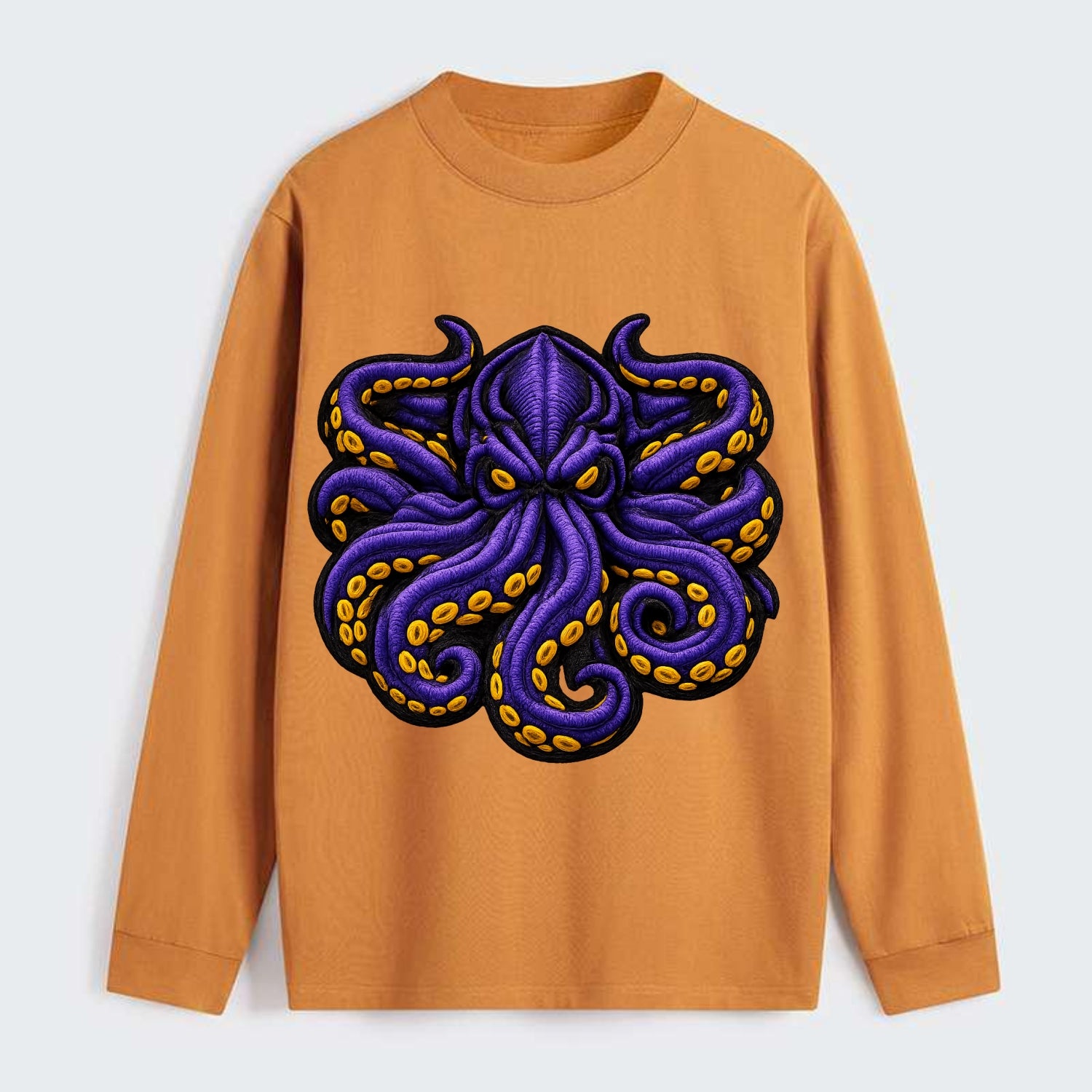 KRAKEN TENTACLES - sea monster in purple and black , deep sea - Classic Long Sleeve Shirt - Orange
