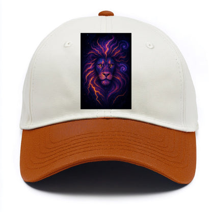 Regal lion with mane made of electric currents, neon yellow and hot pink energy - Two Tone Cap - Orange