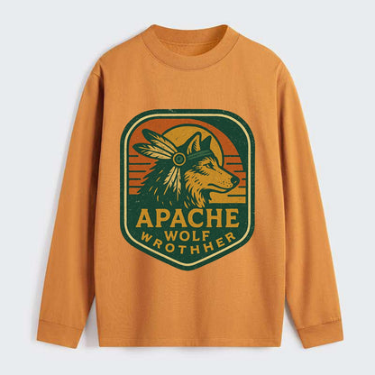 Apache Wolf Brother  - Classic Long Sleeve Shirt - Orange