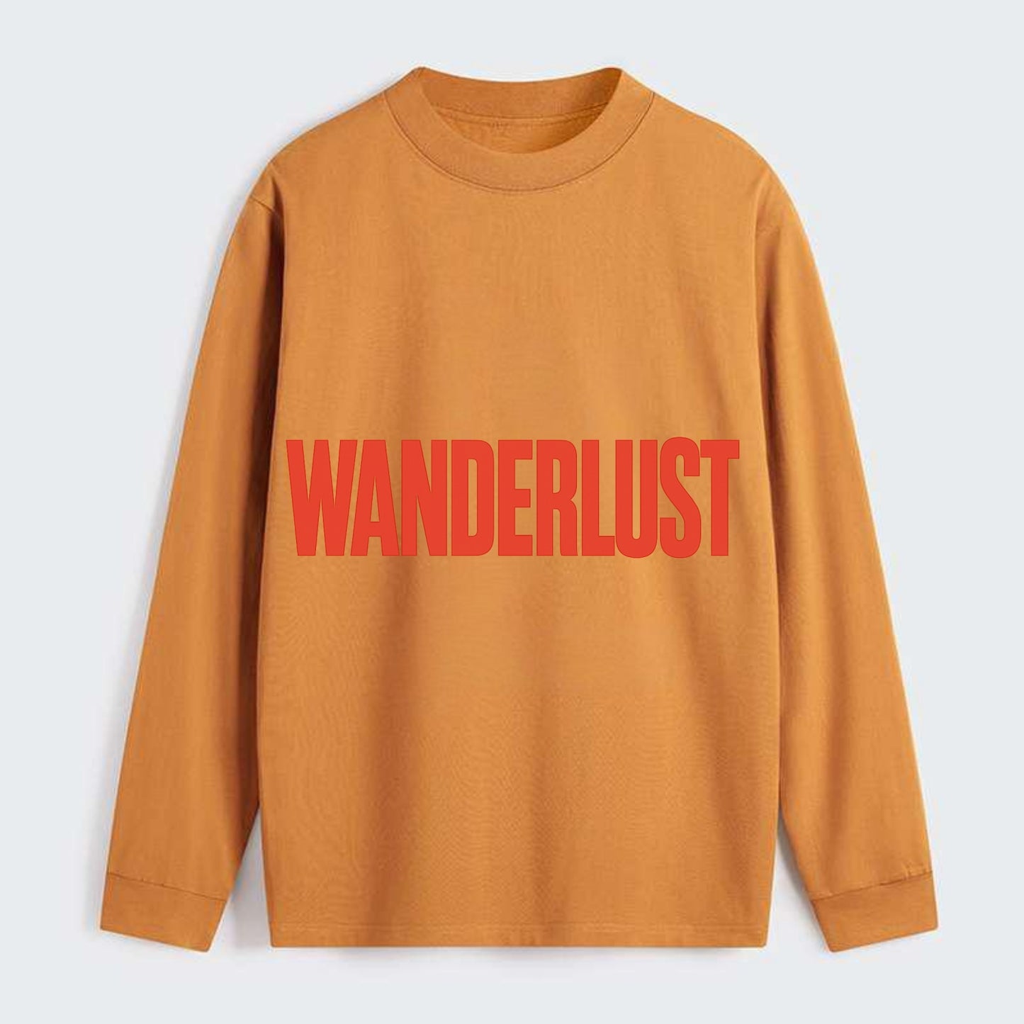 Bold typography design - "WANDERLUST" - desire to travel, explore the - Classic Long Sleeve Shirt - Orange