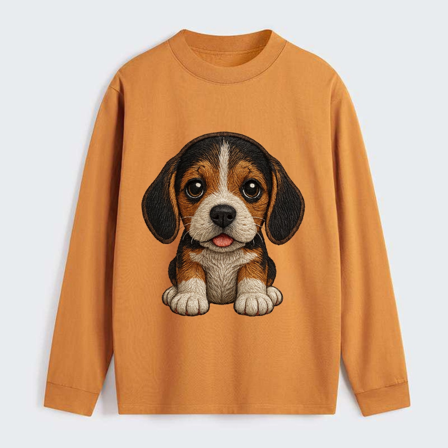 Baby Beagle Puppy - tricolor coat, long droopy ears, big pleading eyes, - Classic Long Sleeve Shirt - Orange