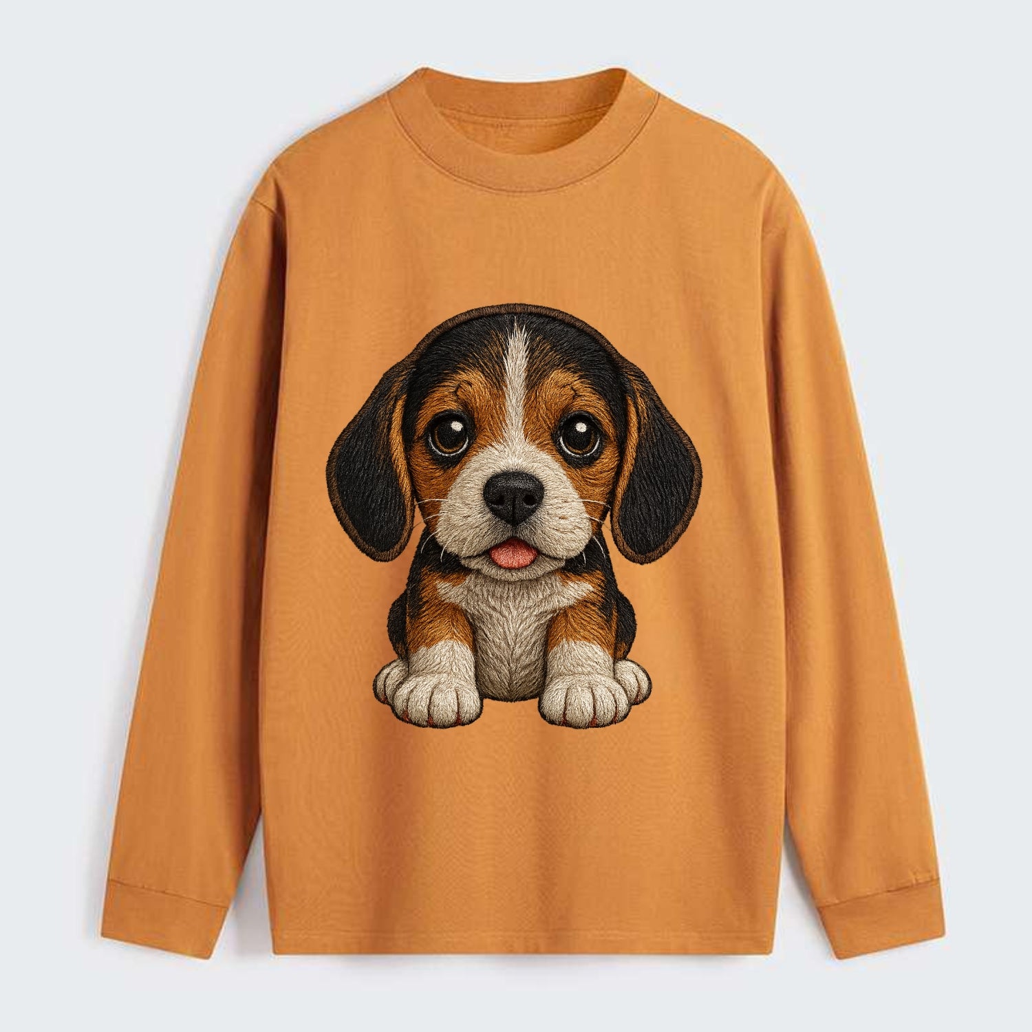 Baby Beagle Puppy - tricolor coat, long droopy ears, big pleading eyes, - Classic Long Sleeve Shirt - Orange