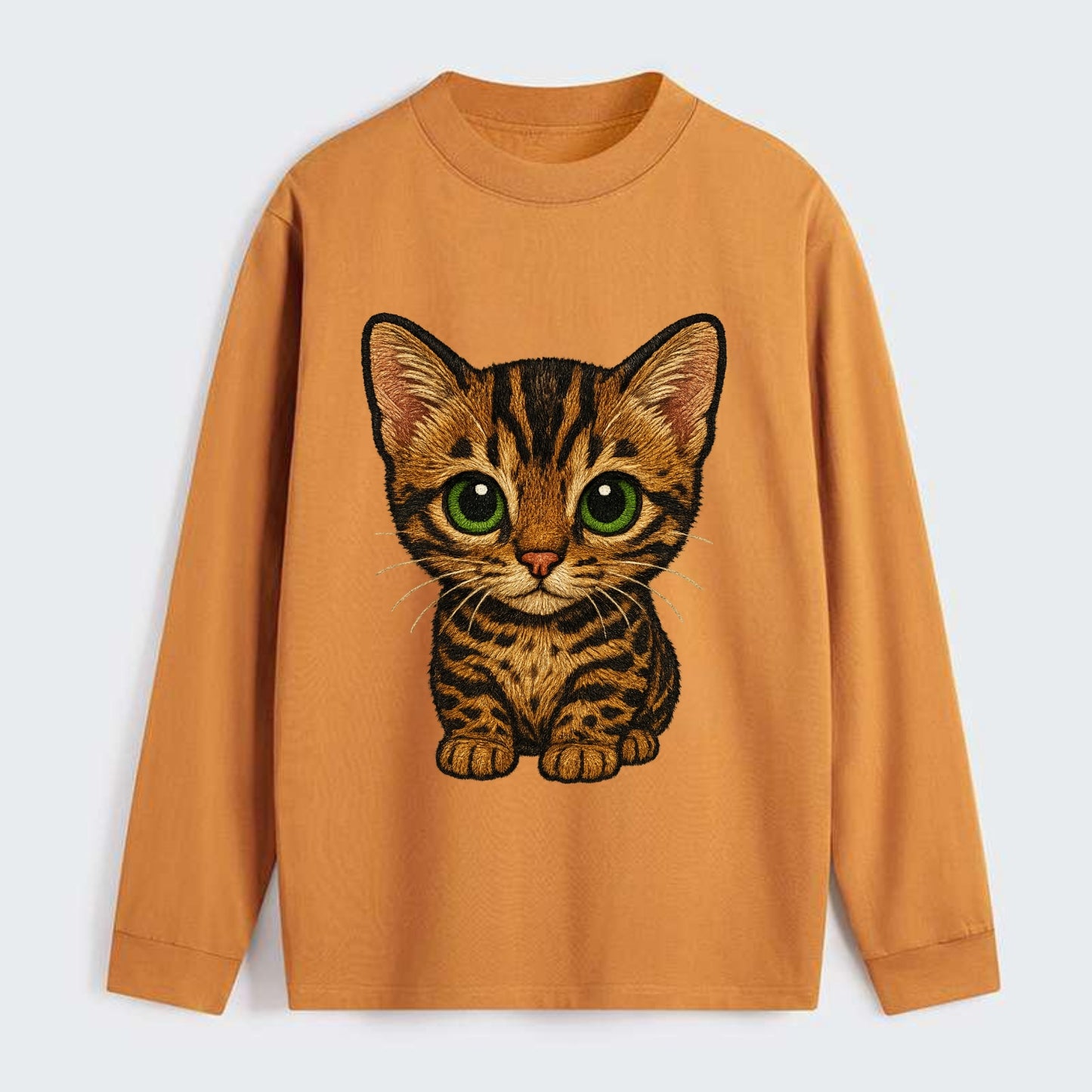 Baby Bengal Kitten - spotted/marbled wild coat, green eyes, athletic - Classic Long Sleeve Shirt - Orange