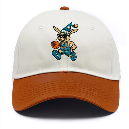 Orlando Rabbit wearing Magic blue and silver beanie with wizard hat and wayfarer - Two Tone Cap - Orange