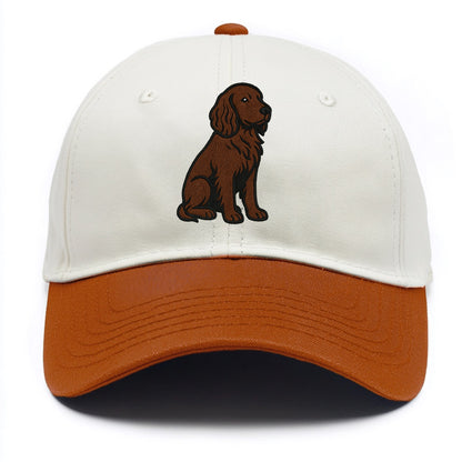 Field Spaniel - Liver colored embroidered sitting design - Two Tone Cap - Orange