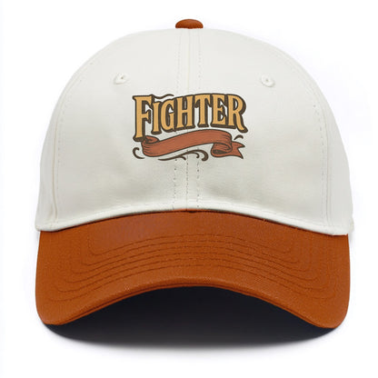 Bold typography design - "FIGHTER" - never giving up, battling on - Two Tone Cap - Orange