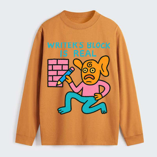 WRITERS BLOCK IS REAL | Brick wall with pencil - Classic Long Sleeve Shirt