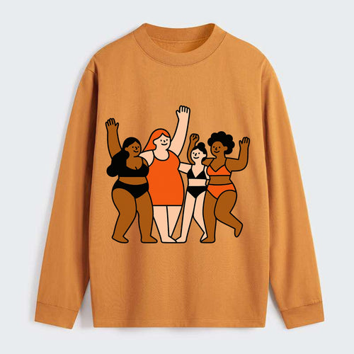 Diverse body types celebrating together - body positivity movement, all - Classic Long Sleeve Shirt