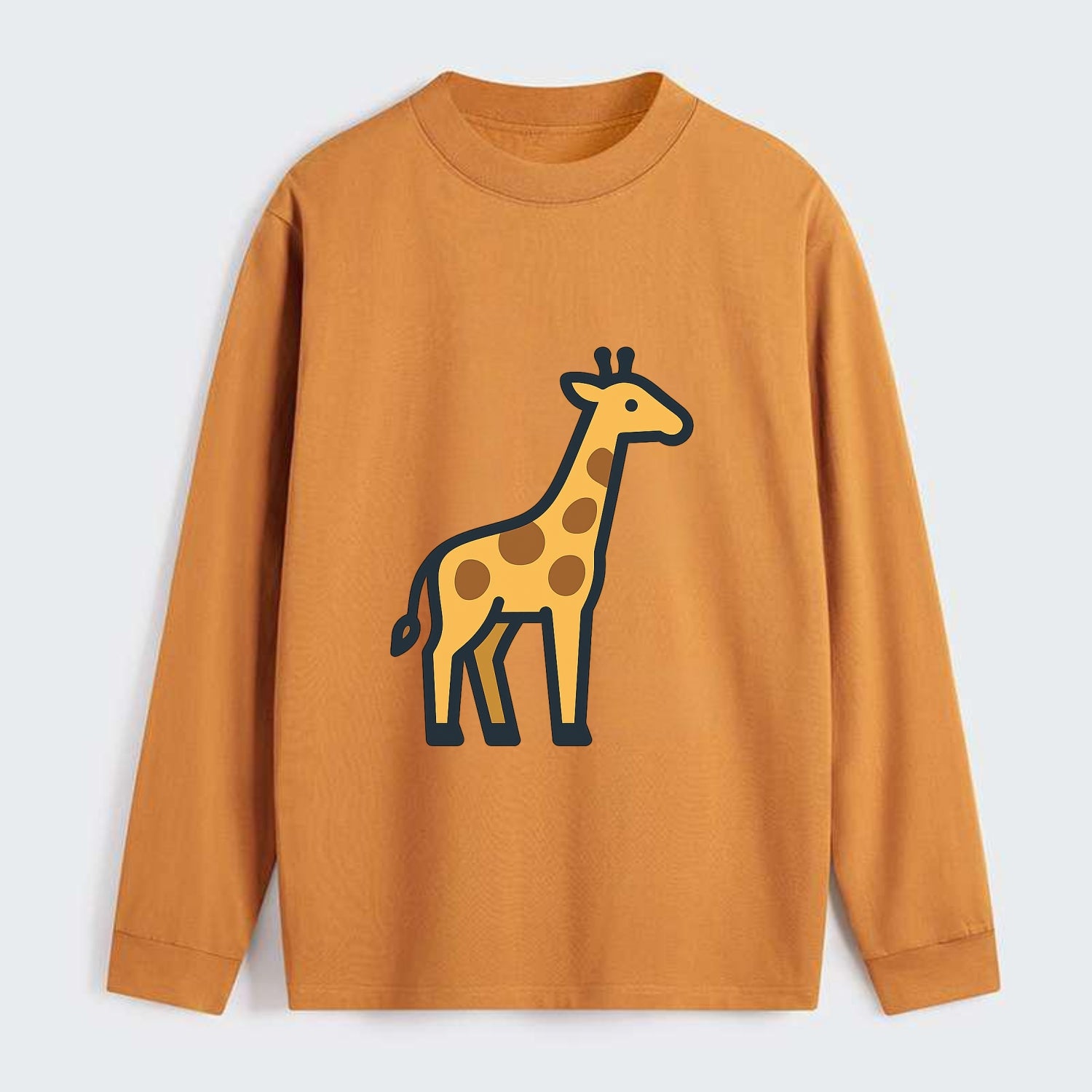Giraffe - Yellow with brown patches flat side profile - Classic Long Sleeve Shirt - Orange