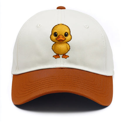 Baby Duck Duckling - yellow fluffy, orange beak, bright eyes, front-facing, quack - Two Tone Cap - Orange