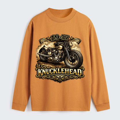 1947 Knucklehead Bobber - Classic Long Sleeve Shirt - Orange