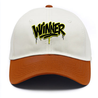 Bold typography design - "WINNER" - victorious mindset, champion - Two Tone Cap - Orange
