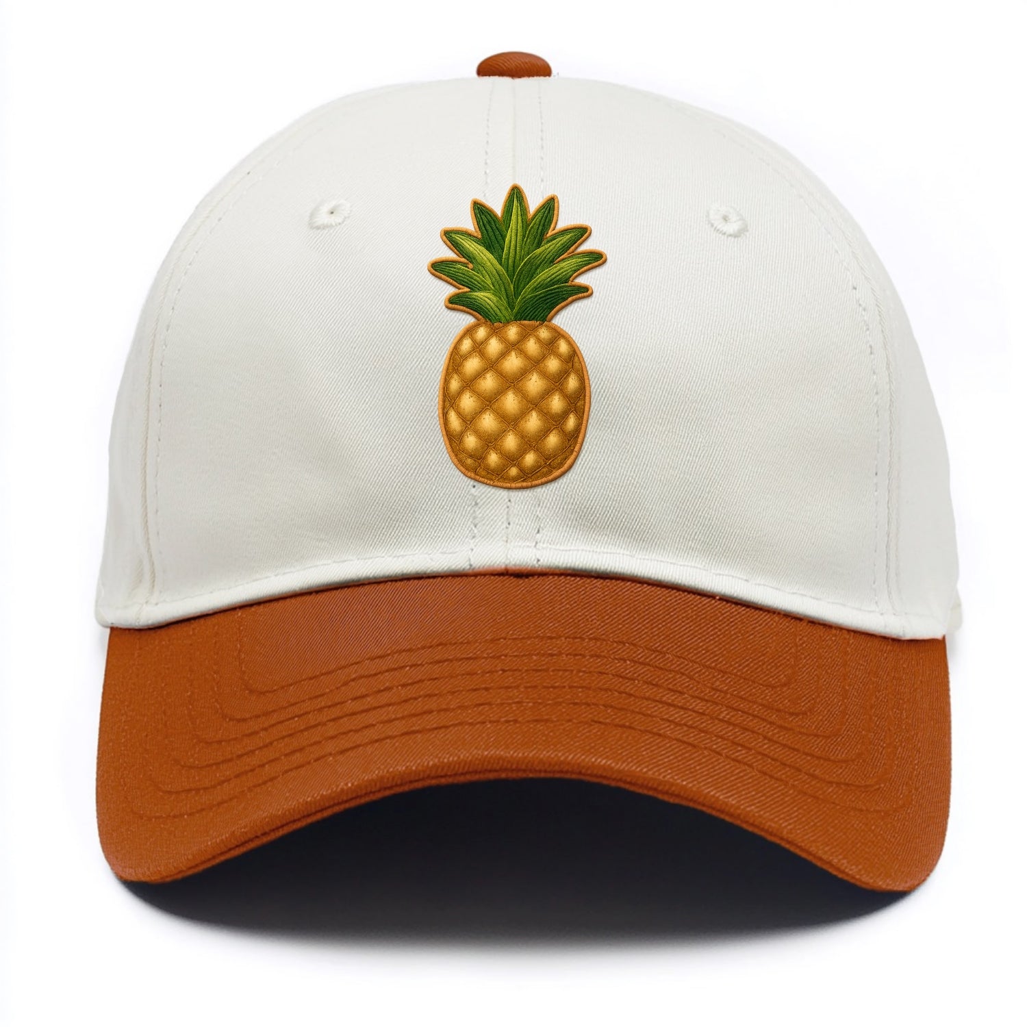 PINEAPPLE CROWN - tropical fruit in yellow and green , hospitality - Two Tone Cap - Orange